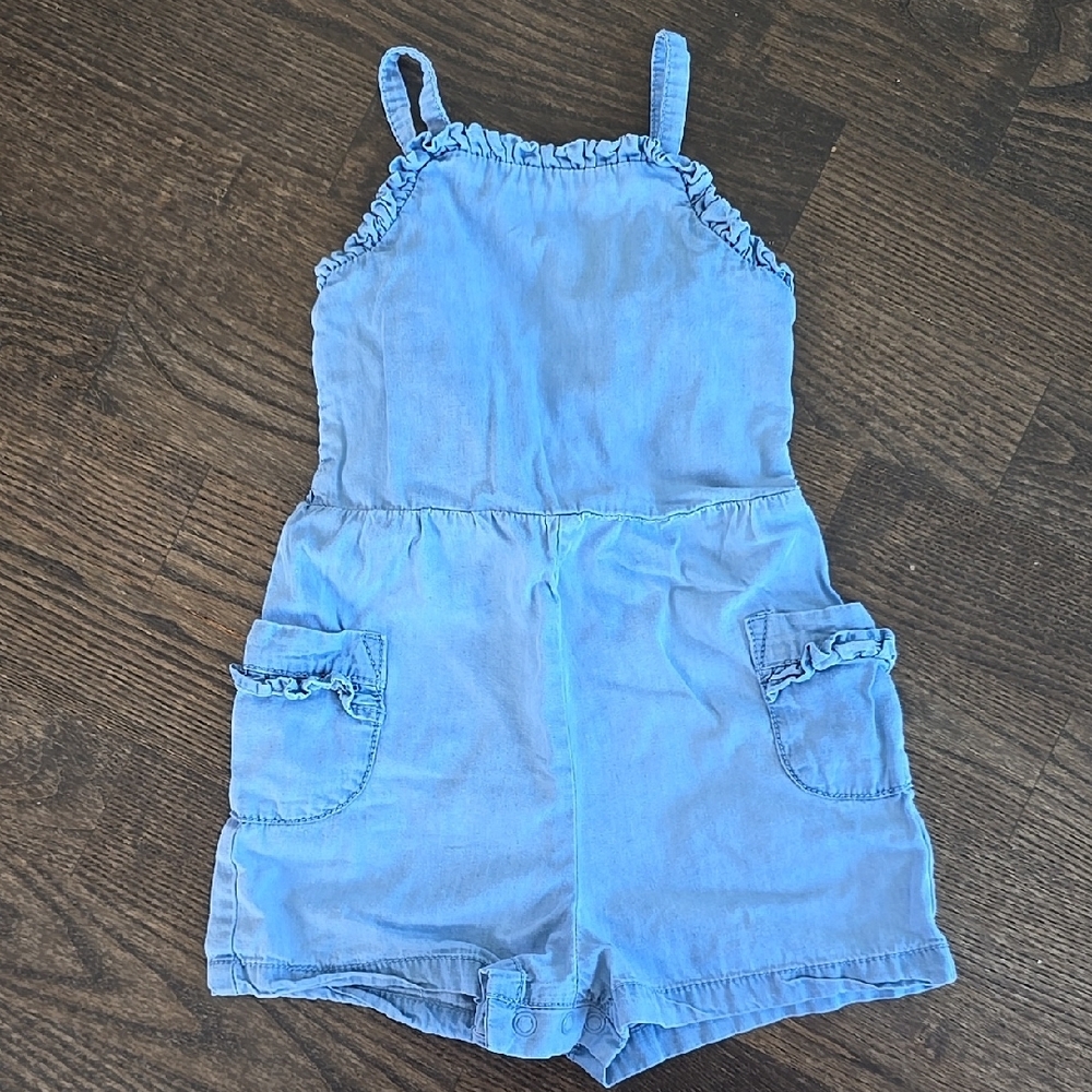 Cat And Jack Blue Denim Romper With Pockets Size 2T